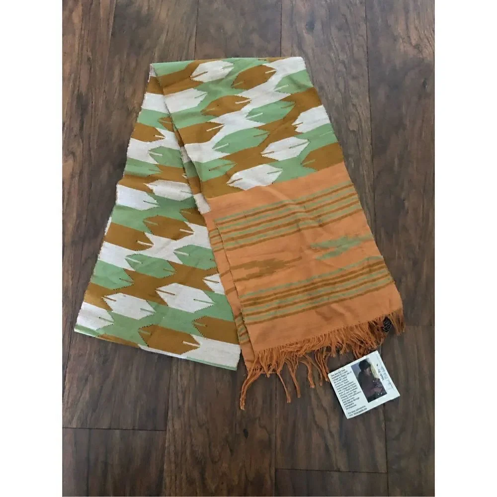 NWT brown green 100% silk shaw/wrap 8x62 handmade in Nepal